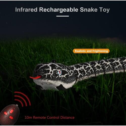 RC Snake Toy 15.5in Infrared Rechargeable Rattlesnake Toy with Retractable Tongue and Swinging Tail Gift for Kids Children
