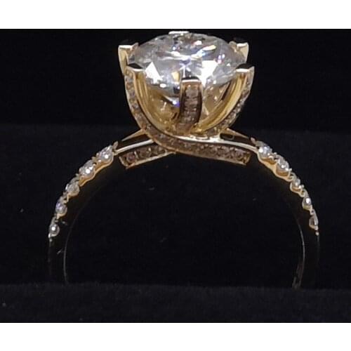 14K Au585 Rose Gold Women Wedding Party Engagement Ring 1 2 3 4 5 Carat Round Moissanite Diamond Ring Cross Intersect Elegant