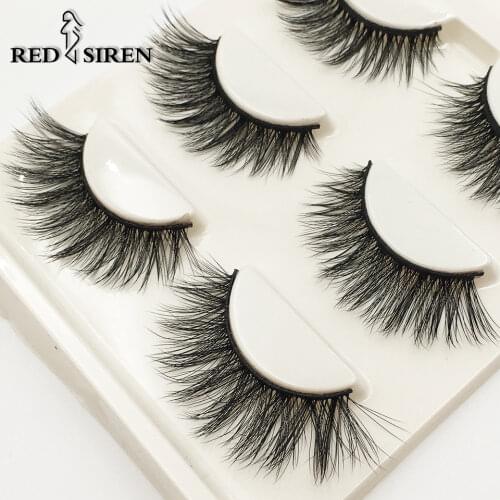 RED SIREN 3 Pairs Lashes Hot Sale 3d15 Soft Natural 3d Fake Lashes Handmade Faux Mink Lashes Makeup False Eyelashes