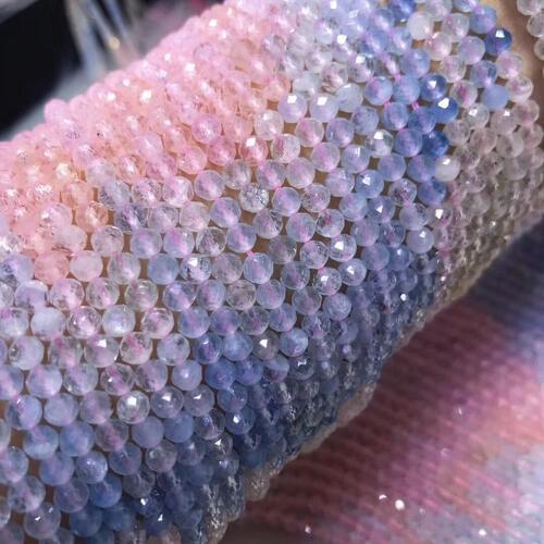 AA MORGANITE gradient color round faceted 4-4.5mm for DIY jewelry making loose beads FPPJ wholesale beads nature gemstone