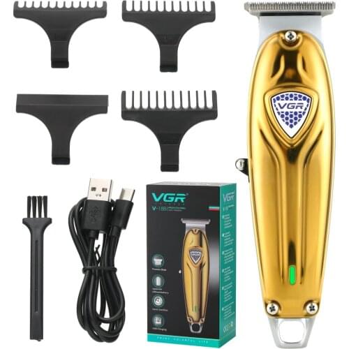 VGR 188 Professional Hair Clipper All Metal Men Electric Cordless Hair Trimmer 0mm Baldheaded T Blade Finish Haircut Machine