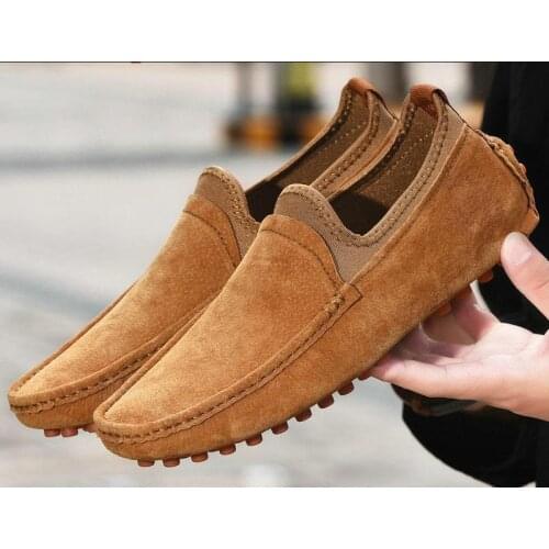 Summer Men Loafers Genuine Leather Casual Shoes Fashion Slip On Driving Shoes Breathable Moccasins Plus Size 38~46