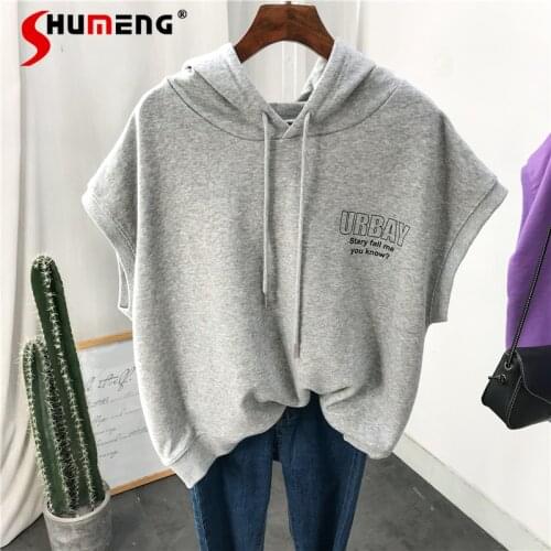 2021 Spring Fall New Hooded Top Cotton Korean Style Loose Casual Women Sweatshirt Solid Fashion Sleeveless Hoodie Vest
