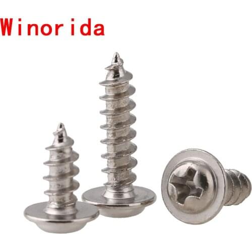 GuHua Philips Pan Head with Pad Tapping Screw PWA Cross Round Head with Gasket Self Tapping Small Screw Nail M2.3M2.6M3M4 500pcs