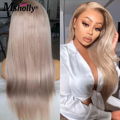 Ash Blonde Lace Front Wig Human Hair Grey 13x4 Lace Frontal Wig Straight Closure Wig Brazilian Transparent Lace Wigs For Women