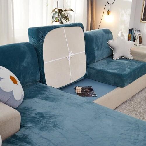 Plush Velvet Sofa Cushion Cover Seat Covers For Armchair Living Room Thick Solid Soft Stretch Sofa Slipcovers Funiture Protector
