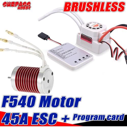 SURPASS HOBBY Waterproof F540 Brushless Motor 45A Brushless ESC Program Card White for 1/10 1/12 RC Car Traxxas HSP Wltoys