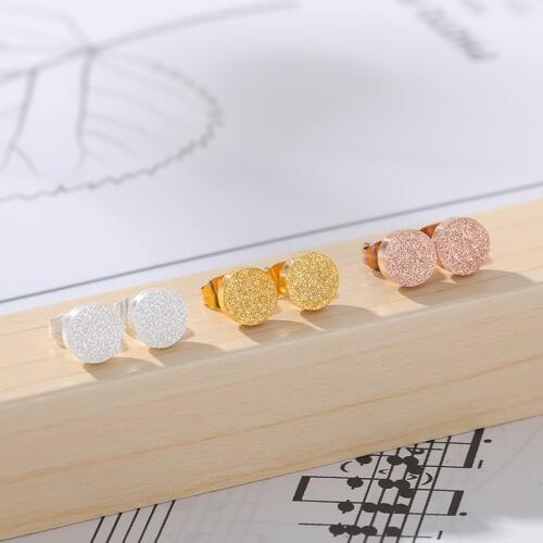 Simple Round Earings Fashion Jewelry Stainless Steel Disc blingbling Earrings For Women Accessories Best Friend Gifts Bijoux BFF