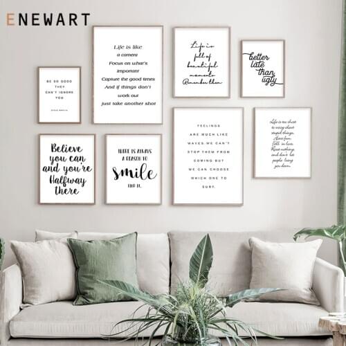 Simple Wall Art Pictures Poster Motivational Black and White Print Minimalist Positive Canvas Painting Modern Home Decoration