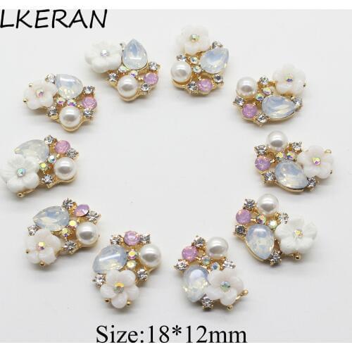 LKERAN 10pcs new DIY decoration buttons metal button wedding dress accessories for 18 * 12mm