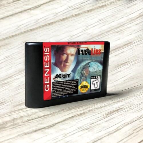 True Lies - USA Label Flashkit MD Electroless Gold PCB Card for Sega Genesis Megadrive Video Game Console