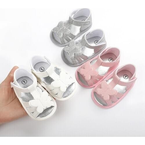 2021 Baby Girls Bow Knot Sandals Cute Summer Soft Sole Flat Princess Shoes Infant Non-Slip First Walkers