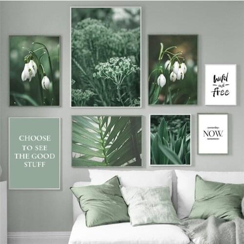 Nordic Fresh Plants Flowers Green Leaves Canvas Painting Natural Landscape Posters White Tulips Orchid Aloe Pictures for Bedroom