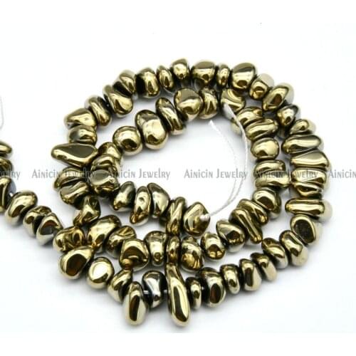 High Quality Light Gold Color Plating Irregular Gravel Shape Strand Loose Beads For Bracelet Necklace Making Findings 3pc/lot