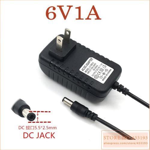 100% New 6V1A AC 100V-240V Converter Adapter DC 6V 1A 1000mA Power Supply EU Plug DC 5.5mm x 2.1mm Free post shipping
