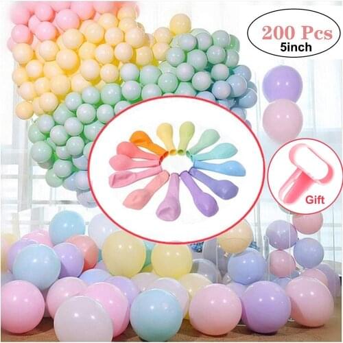 200pcs Multicolor Macaron Candy Colors Ballons Birthday Party Pastel Balloons Wedding Decorations Baby Shower Party Supplies