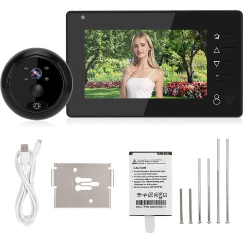 4.3in Smart Video Doorbell Night Vision PIR Motion Detection Door Peephole Viewer Home Security