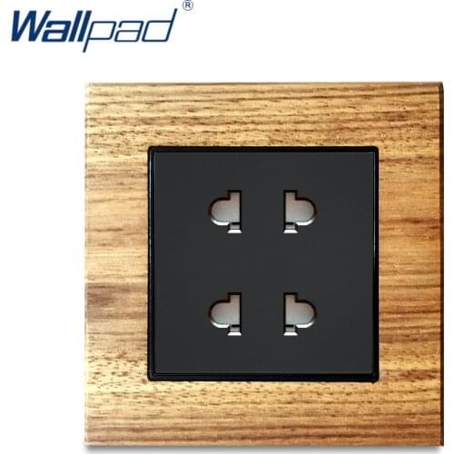 4 Pin Socket Wallpad Luxury Wooden Panel Electric Wall Power Socket Electrical Outlets For Home