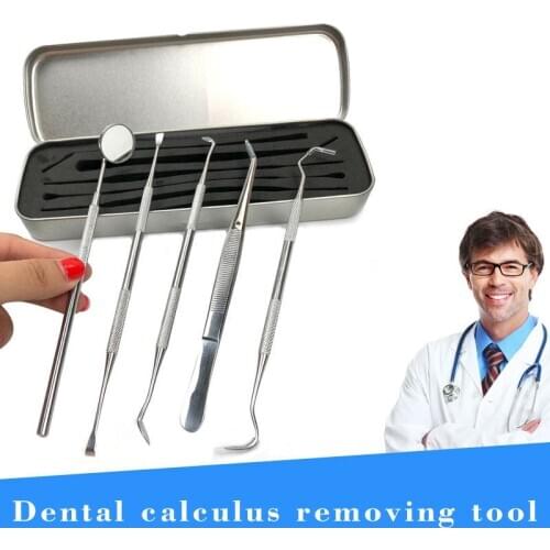 5PCS Dental Tool Set Mouth Mirror Tweezers Probe Dental Kit Instrument Dental Pick Dentist Prepare Tool Tooth cleaning tool