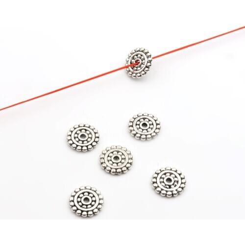 50pcs Antique SilverColor 12mm Multiple Petals Hollow Shape Metal Spacer Flower Beads For Making Charms Jewelry DIY Earring