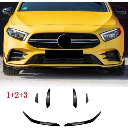 6X Front Bumper Splitter Spoiler Canardr Air Knife ​Trim for Mercedes-Benz a Class W177 A180 A200 A220 A250 AMG 2019