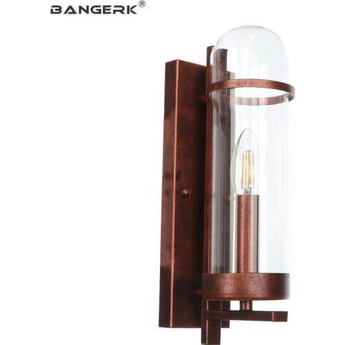American Retro Rust Iron Glass Wall Lamps Loft Decor Sconce LED Wall Light Vintage Bedside Wall Lamp Home Lighting Luminaire