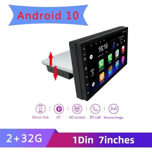 1 din 7 inch Android 10 Car Radio Contact Screen GPS Navigation Universal Adjustable Audio Multimedia Video Player