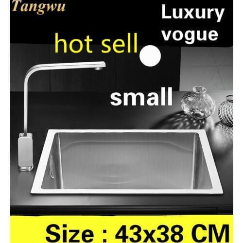 Free shipping Apartment kitchen manual sink single trough luxury multifunction 304 stainless steel hot sell small 430x380 MM