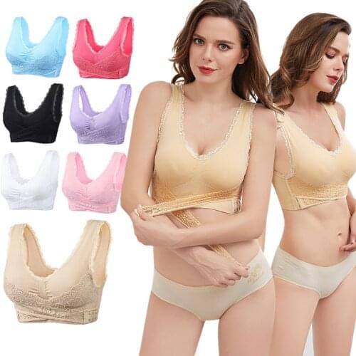 New Sexy Women Bra Push Up Bralette Lace Lingerie Femme Sports Underwear Brassiere Front Closure Bras Ladies Big Size Sleep Bra