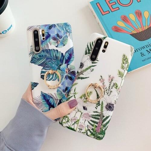 Fashion Lavender banana leaves Ring Bracket case Samsung S20 ultra Galaxy S8 S9 S10 5G Plus S10lite Note 8 9 10 pro Soft case