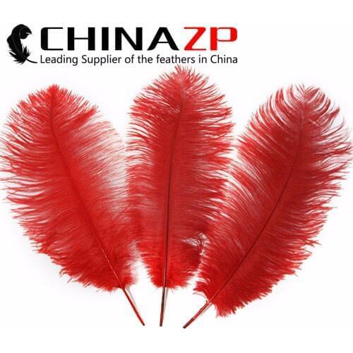 CHINAZP Factory 30-35cm(12-14inch) 500pcs/lot Good Quality Red Ostrich Plume Feathers for Decorations