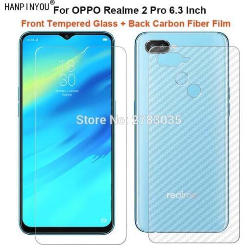 For OPPO Realme 2 Pro 2pro 6.3" 2Pcs = Soft Back Carbon Fiber Film + Ultra Thin Premium Tempered Glass Front Screen Protector