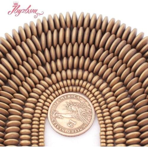 Heishi Rondelle Beads (No Magnetic) Frost Light Gold Hematite Stone Spacer Beads for DIY Jewelry Making Necklace Bracelet 15"