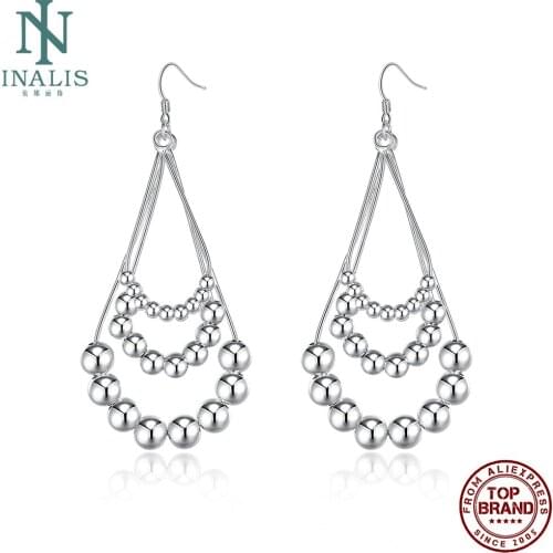 INALIS Romantic Drop Earrings For Women White Three Thread Beaded Female Copper Earring Anniversary Fashion Jewelry Hot Sale