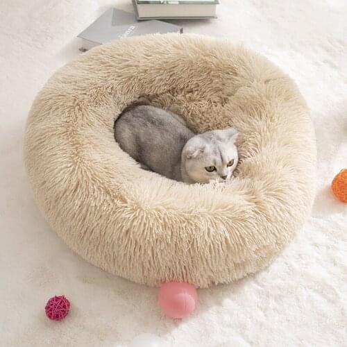 Round Cat Beds House Soft Long Plush Best Pet Dog Bed For Dogs Basket Pet Products Cushion Cat Bed Cat Mat Animals Sleeping Sofa