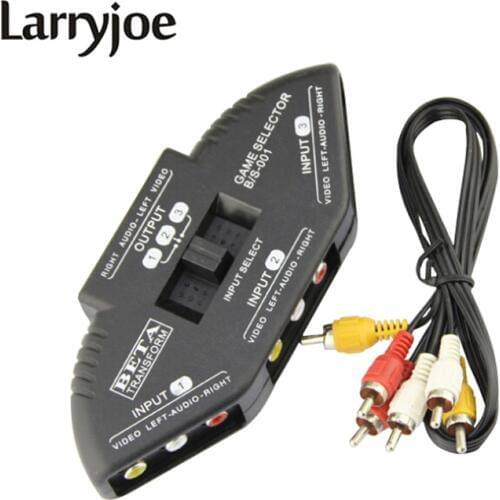 Larryjoe Audio Video AV RCA Switch Splitter Selector 3 to 1 RCA Composite AV Cable for STB TV DVD Player for XBOX PS2