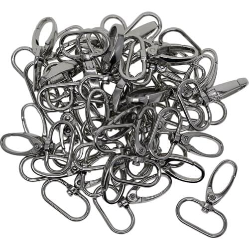 50Pcs Metal Clasps Swivel Clips Snap Hooks with 25mm Internal Width Ring Silvery Curved Ring for Crafts Purse Key Rings DIY