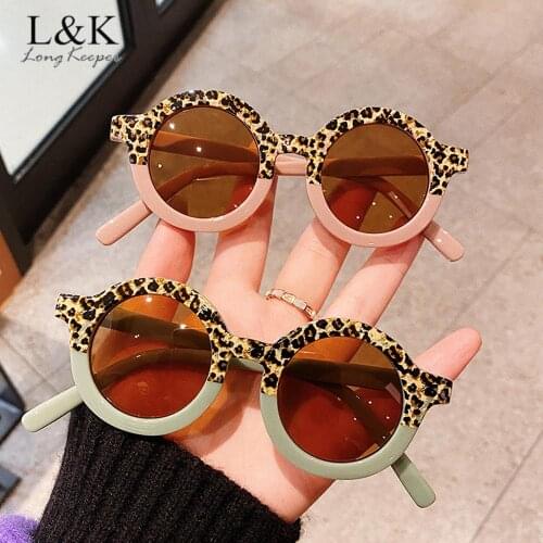 LongKeeper Fashion Round Kids Sunglasses Boys Girls Cute Colorful Sun Glasses Children Vintage Leopard Eyewear Baby Shades gafas