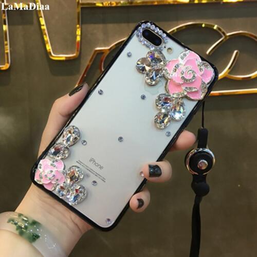 LaMaDiaa Phone Case Fashion Bling Crystal Diamonds Rhinestone Soft Back Cover For iphone 5 SE 6 6s 7 8 Plus X XR Xs Max Case