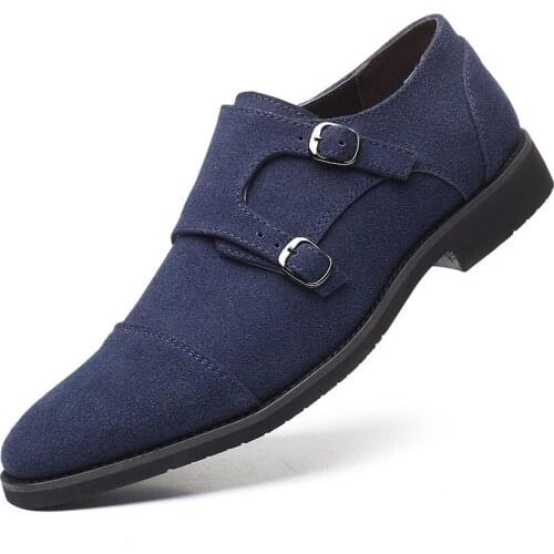 2021 New fashion European Leather Men Brown Monk Strap Formal Shoes Office Business Wedding Suit men Dress Loafers