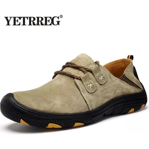 Vancat New Genuine Leather Casual Shoes Men Loafers Suede Men Shoes Breathable Outdoor Training Shoes Walking Zapatos sneakers