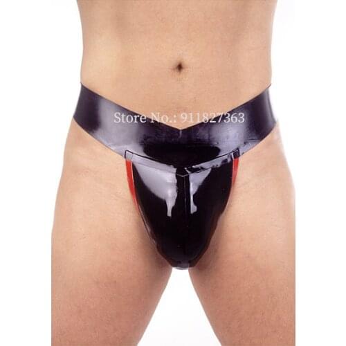 Latex Briefs Men Rubber Belted Pouch