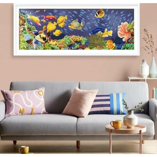 Cross stitch kit dmc threads Cute school of fish in the underwater world Kids room decoration painting needle for embroidery