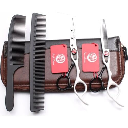Suit 6" 17.5cm Purple Dragon White Cutting Scissors Thinning Shears Hairdressers Scissors Professional Hair Scissors Set Z1019