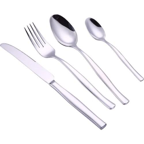 Flatware Set, 4 Piece Stainless Steel Tableware Dinner Knife, Fork, Spoon, Tea Spoon Mirror Polished Cutlery Flatware Set