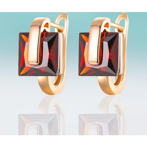 New Exquisite Small Classic Square MultiColor Cubic Zirconia Stud Earrings for Women Jewelry Wedding Party Gifts High Quality