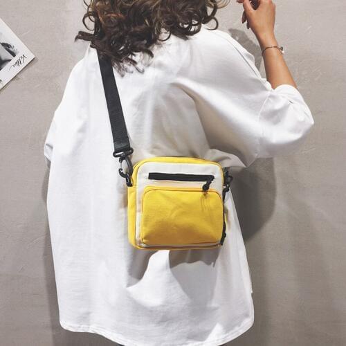 2019 New Canvas Small Square Bag For Teen Girl Korean Wild Messenger Bag Student Casual Shoulder Bag Women Portable Mini Handbag