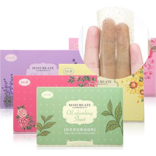 200pcs/2box Face Oily Skin Blotting Paper Green Matcha Matting Face Wipes Face Cleanser Oil Control Shrink Pore Face Cleaning