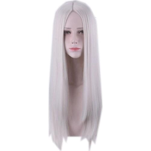 Anime Basic 80 CM Straight silver cosplay wig Long Women Universal Cartoon hair white black golden silver Central Parting Wigs