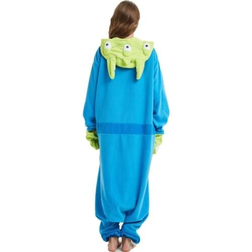 Women Men Three Eyed Sulley Monster Cartoon Onesies Unisex Winter Animal Onesies Nightwear Anime Costumes Adults Fleece Pajamas